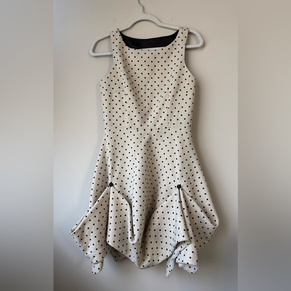Eva Franco Black and Tan Polka Dot Dress - Size 4